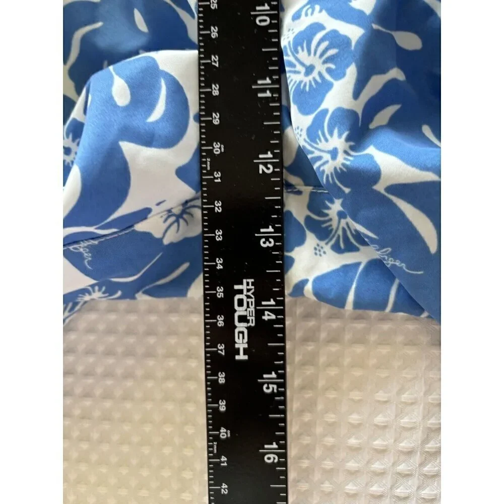 Tommy Hilfiger Mens Medium Blue White Tropical Hula Girl Print Swim Short Trunks
